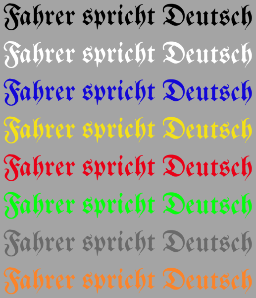 Aufkleber Fahrer spricht Deutsch